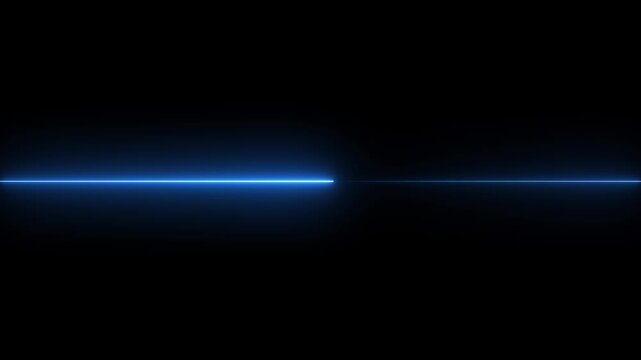 science fiction scanning line motion graphic element. cinematic blue lens flare & light streak overlay. futuristic neon light beam energy stream animation. blue glowing horizontal laser line on black.