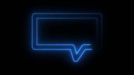 Neon glowing speech bubble outline animation in dark background, abstract digital communication and messaging concept with smooth futuristic motion loop - Powered by Adobe