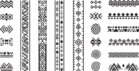 Fotobehang Afrikaanse Motieven Set of various tribal ethnic seamless borders and patterns.  © traphics