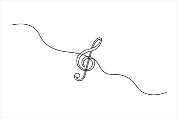 Obraz premium Treble clef music symbol, continuous one-line art