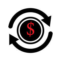 Obraz premium A stylized black and red icon illustrating the continuous process of money exchange and financial transactions Vector