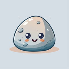 Obraz premium Cute cartoon rock with a smiling face and rosy cheeks, on a light background.