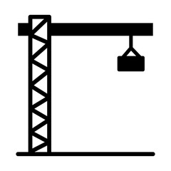 Crane lifting heavy load with hook