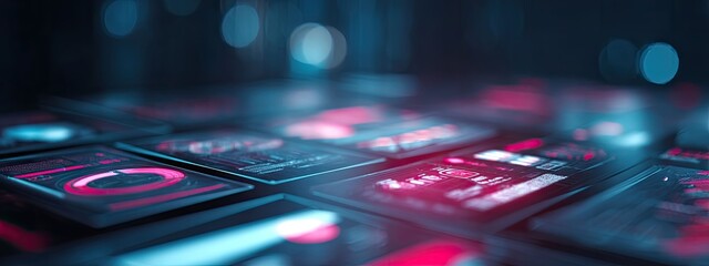 a close up view of a computer keyboard with neon lights around it, creating an ambient glow effect