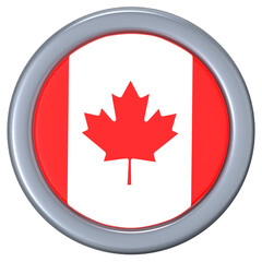 The Canada flag in a circular frame 3D Icon Illustration. Low Poly Style.