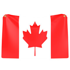 Flat Canada flag attached to a pole 3D Icon Illustration. Low Poly Style.