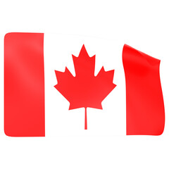 The Canada flag fluttering in the wind 3D Icon Illustration. Low Poly Style.