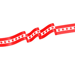 Horizontal and swirling Canada flag ribbon 3D Icon Illustration. Low Poly Style.