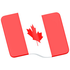 The Canada flag with a strong wave motion 3D Icon Illustration. Low Poly Style.