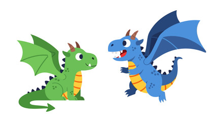 Obraz premium Two baby dragons, vector illustration design