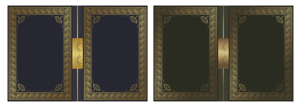 Ornate Golden Decorative Border with Greek Key and Scroll Ornament Frame