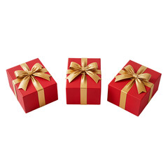 Festive Red Gift Boxes with Golden Ribbons and Bows