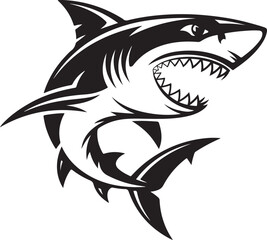 Fototapeta premium Aggressive shark with open mouth vector illustration