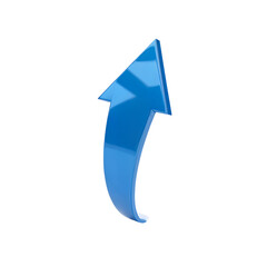 Glossy Blue 3D Upward Curved Arrow