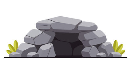 Caveman houses are made of stone, vector illustration design