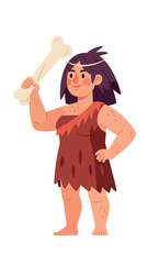 A cavewoman holding a big skull, vector illustration design
