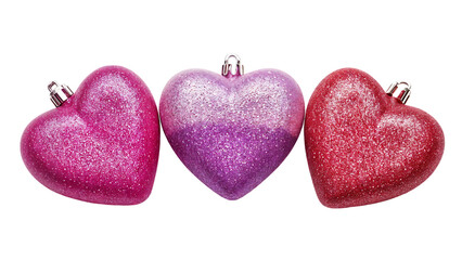 Three Glittering Heart Ornaments for Valentine's Day