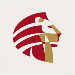 A Venice gold and red lion ultra-stylized minimalist logo vector isolated on white