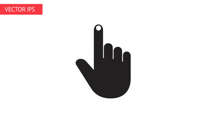 Obraz premium Black Hand Cursor Icon with Pointing Finger and White Dot on White Background