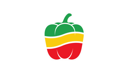 Abstract Bell Pepper Icon with Green, Yellow, Red Stripes - Healthy Food Concept