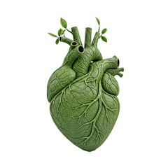 Green Organic Heart with Growing Leaves