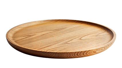 Empty Round Wooden Serving Tray with Visible Grain