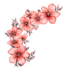 Curved Floral Arc with Pink Red Blossoms