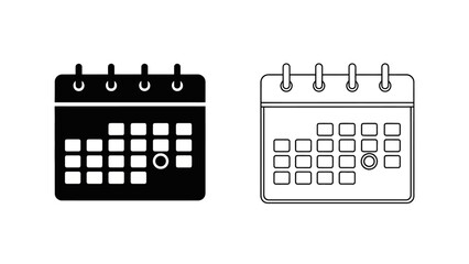 Black and white line art illustration of two different calendar styles