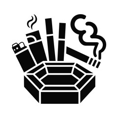 Cigarette butts and lighter in ashtray