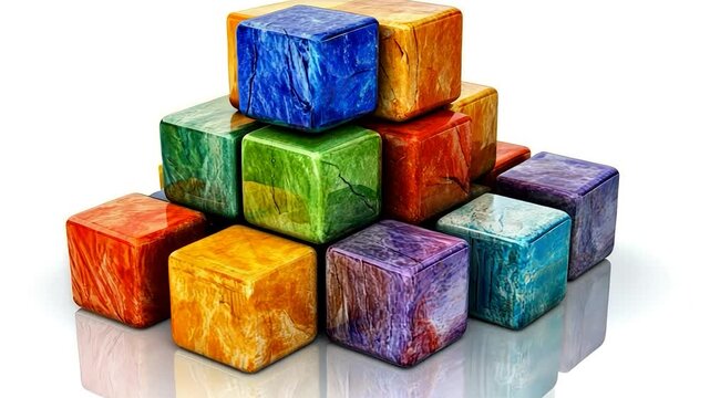 Colorful cubes in a pyramid arrangement