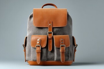 urban casual bag on white seamless backdrop studio shot bright lighting clear product focus catalog style, Realistic Photo