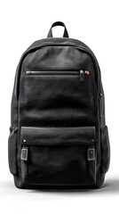 sleek modern backpack isolated on white background top view flat lay shadow subtle premium quality product shot, Realistic Photo