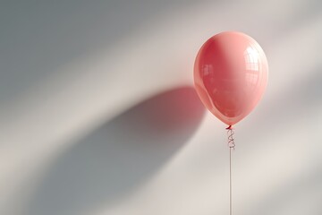balloon floating slightly above white surface isolated background realistic shadow studio photography, Realistic Photo