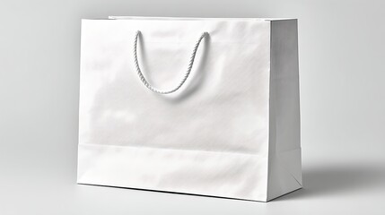 white plastic carry bag standing upright on seamless white background high key lighting professional e-commerce product shot, Realistic Photo