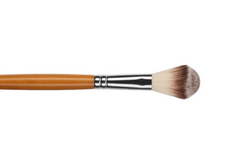 Fototapeta premium Makeup brush with silver ferrule white and brown bristles isolated on a transparent background