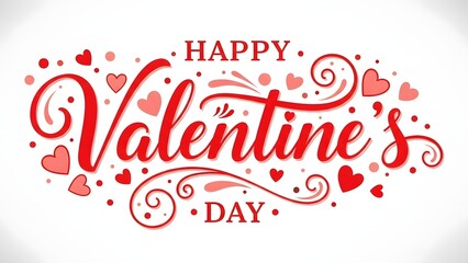 Valentine s day greeting with red hearts and swirls