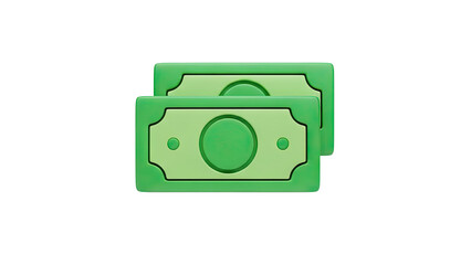 3D Green money banknotes 3d render on transparent background