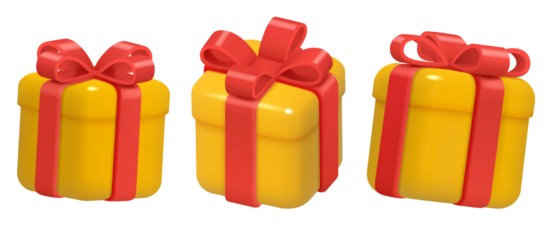 Red gift box with yellow ribbon 3d
