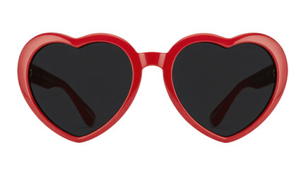 Red heart shaped sunglasses with dark lenses fashion accessory isolated on a transparent background