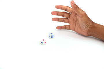 Hand Rolling Dice Game With White Background