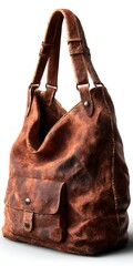 classic hobo bag on white background angled shot soft shadow premium product quality for stock, Realistic Photo
