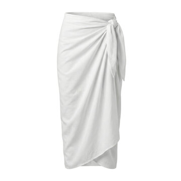 White wrapped sarong skirt on transparent background