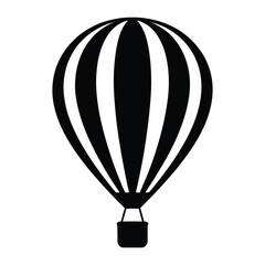 Fototapeta premium Classic Hot Air Balloon Vector Black and White Icon Ballooning Event Adventure Air Transport Travel Celebration Decoration Isolated on Transparent Backdrop