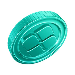3D Element - Green Coin with Pix Symbol - Isolated Background