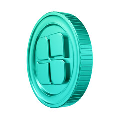 3D Element - Green Coin with Pix Symbol - Isolated Background