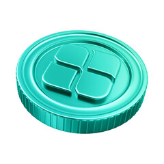 3D Element - Green Coin with Pix Symbol - Isolated Background
