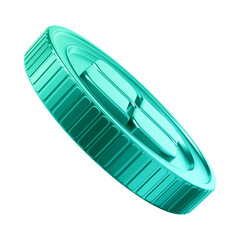 3D Element - Green Coin with Pix Symbol - Isolated Background