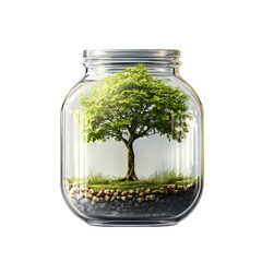 Miniature Tree Ecosystem in Glass Jar Terrarium