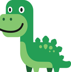 Fototapeta premium Minimalist Green Dinosaur Cartoon Character Vector Isolated on White Background