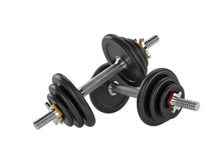 Pair of adjustable dumbbells isolated on transparent background